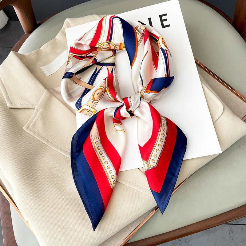 Neckerchief Female Luxury Square Scarf for Women Silk Feeling Shawl Satin Hijab Fashion Wraps Hair Bands Ribbon Headband Bandann Quick Pick Grocers